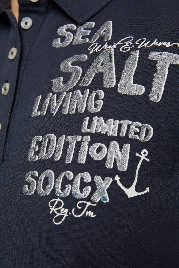 Soccx Poloshirt aus Pikee mit Glitter Print classic navy Hotsell