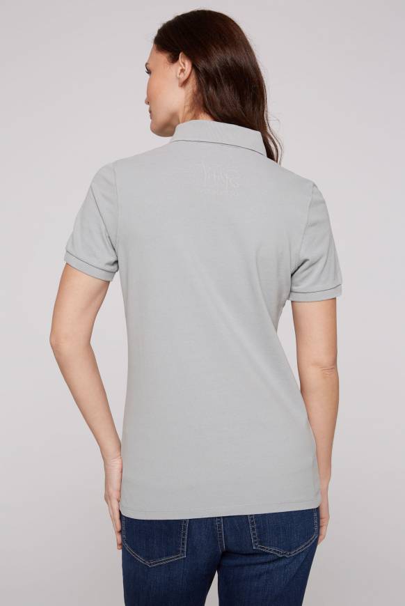 Soccx Poloshirt aus Pikee mit Glitter Print cozy blue im Angebot