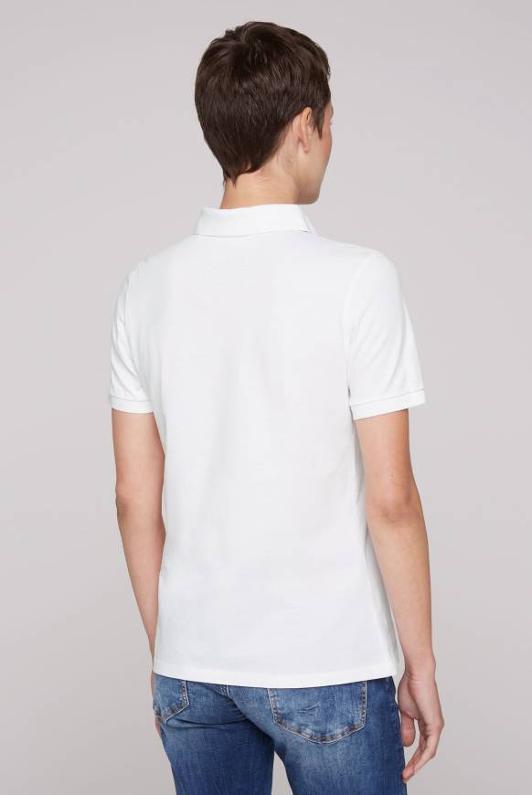 Soccx Kurzarmpolo aus Pikee mit Logo Print opticwhite Schlussverkauf