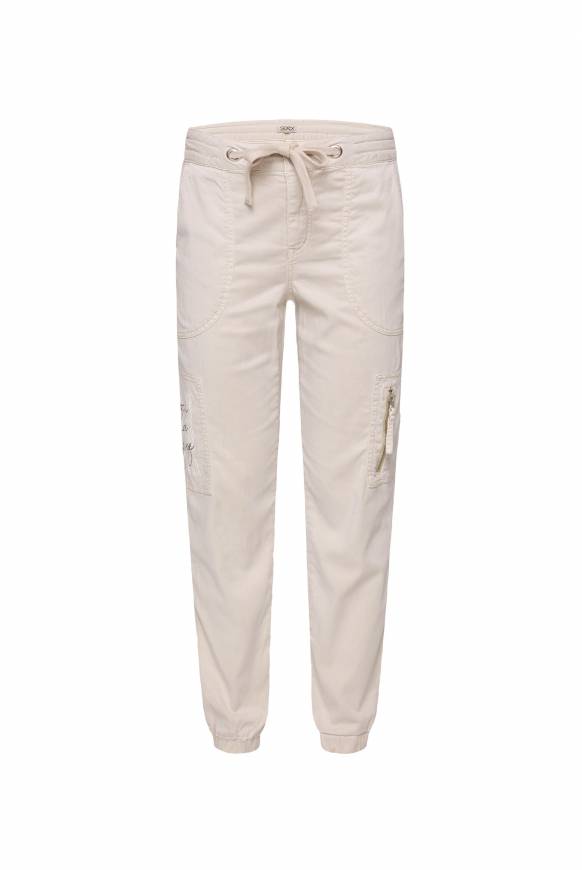 Soccx Cargohose mit Print Artwork stone beige Kostenloser Versand