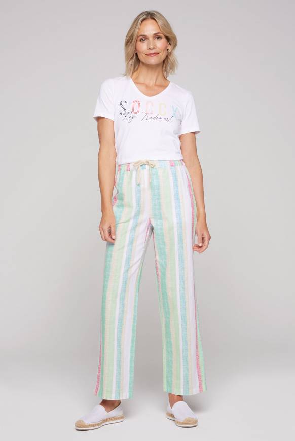 Soccx Bunt gestreifte Leinenhose multi color Limitierter Zeitrabatt