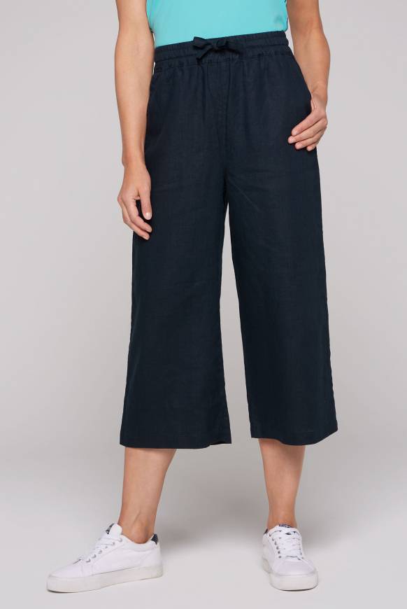 Soccx Culotte aus Leinen mit Elastikbund blue navy
