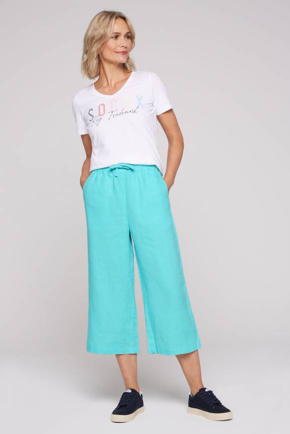 Soccx Culotte aus Leinen mit Elastikbund lagoon blue Fabrikpreis