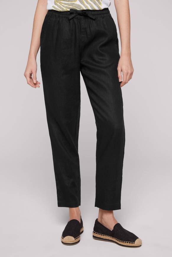 Soccx Klassische Leinenhose mit Elastikbund black XXXL