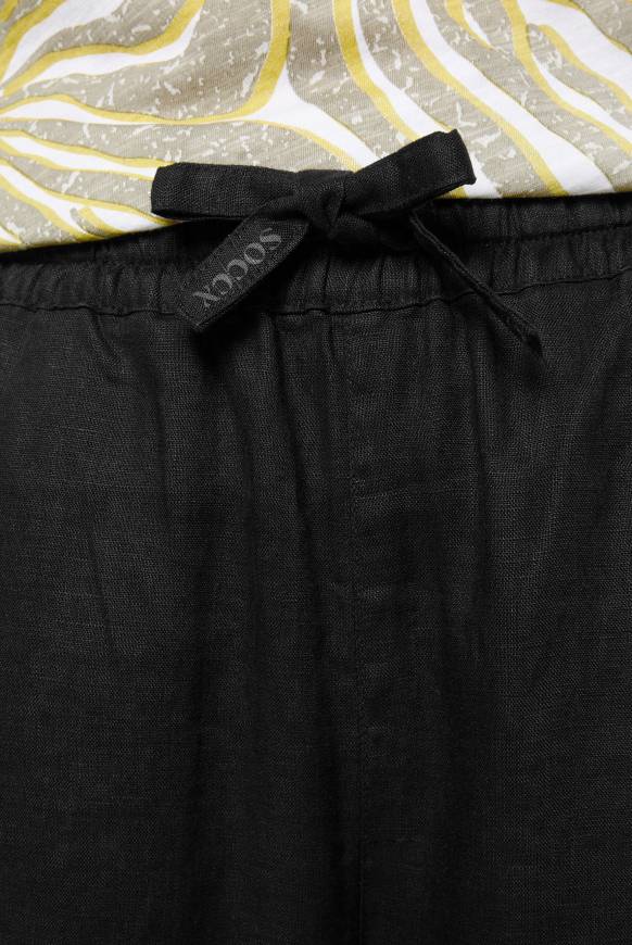 Soccx Klassische Leinenhose mit Elastikbund black XXXL Rabatt