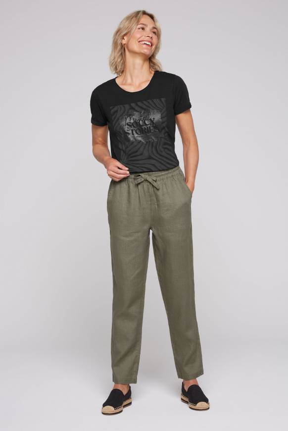 Soccx Klassische Leinenhose mit Elastikbund desert olive XXXL Günstig kaufen