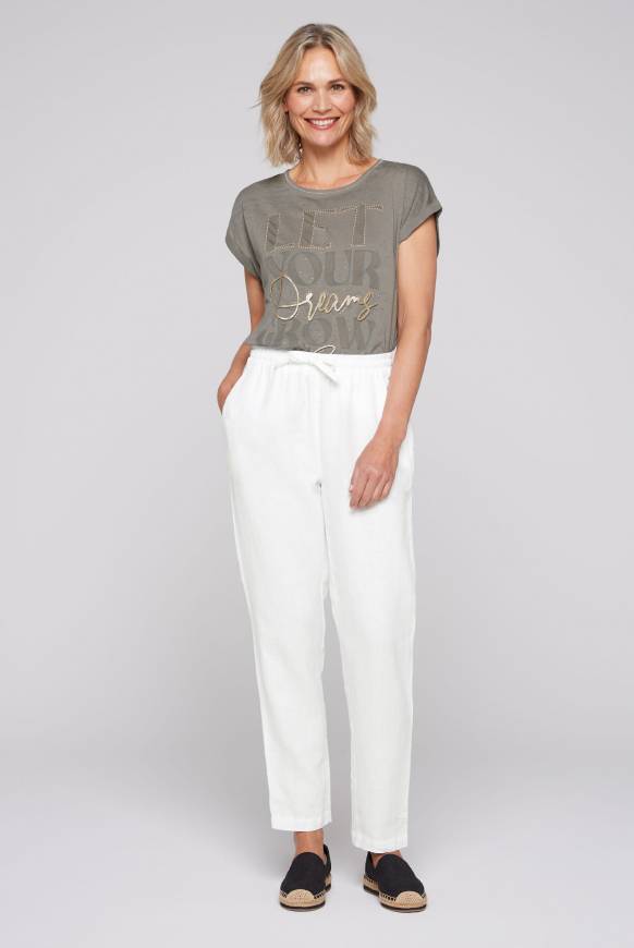Soccx Klassische Leinenhose mit Elastikbund opticwhite Versandkostenfrei