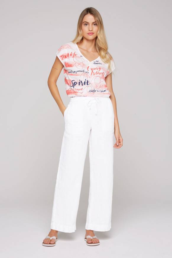 Soccx Leinenhose mit weitem Bein opticwhite Flash Sale