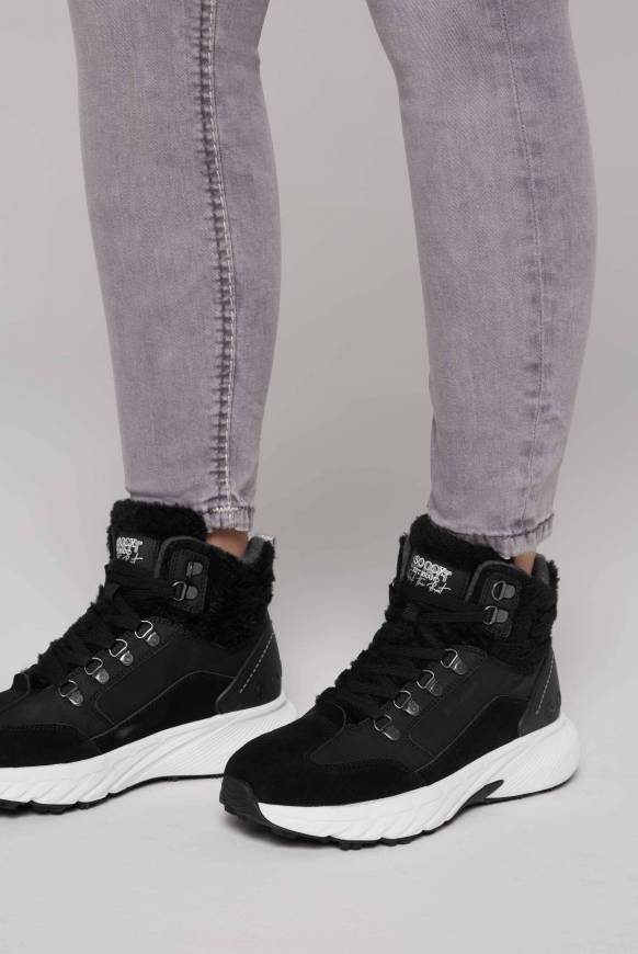 Soccx High Top Sneaker mit Kunstfell-Details black Sonderangebote