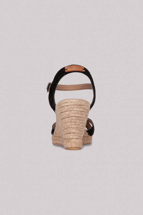 Soccx Veloursleder-Espadrille mit Keilabsatz black Letzte 3 Tage