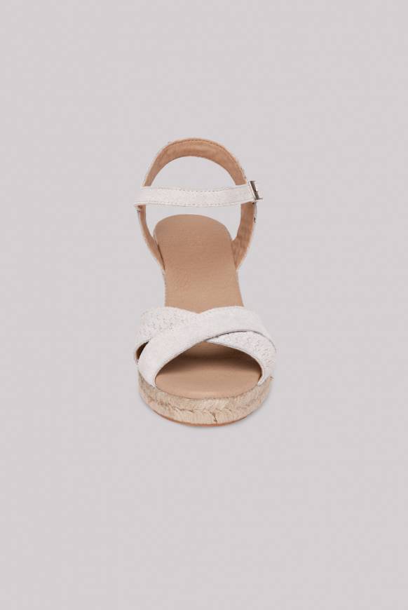 Soccx Veloursleder-Espadrille mit Keilabsatz ivory JETZT KAUFEN