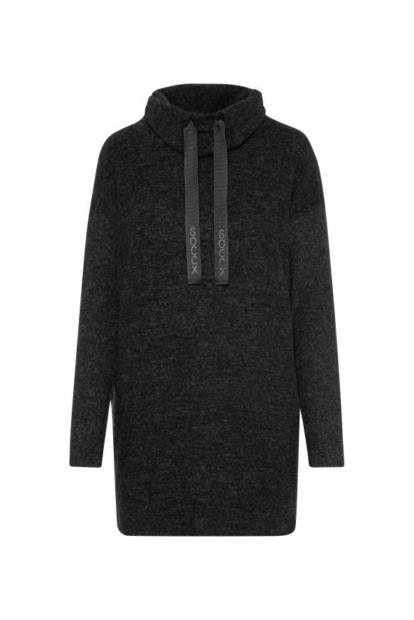 Soccx Meliertes Strickkleid mit Rollkragen black melange Letzter Tag