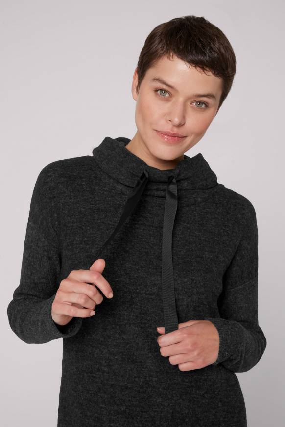 Soccx Meliertes Strickkleid mit Rollkragen black melange Letzter Tag