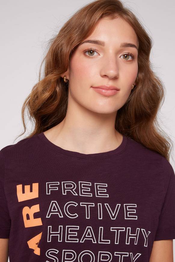 Soccx T-Shirt Rundhals mit Wording Print deep plum Discount Store für neue Produkte