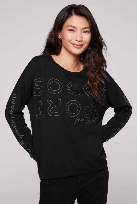Soccx Longsleeve mit Logo Prints und verstellbaren Elastiksaum black Super Rabatt
