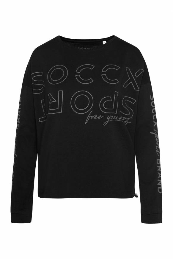 Soccx Longsleeve mit Logo Prints und verstellbaren Elastiksaum black Super Rabatt