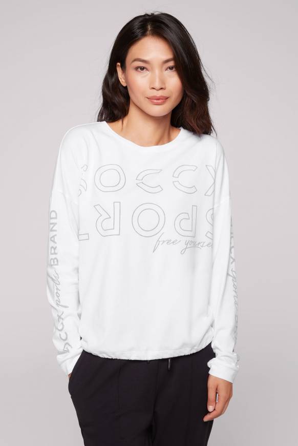 Soccx Longsleeve mit Logo Prints und verstellbaren Elastiksaum opticwhite Riesige Rabatte