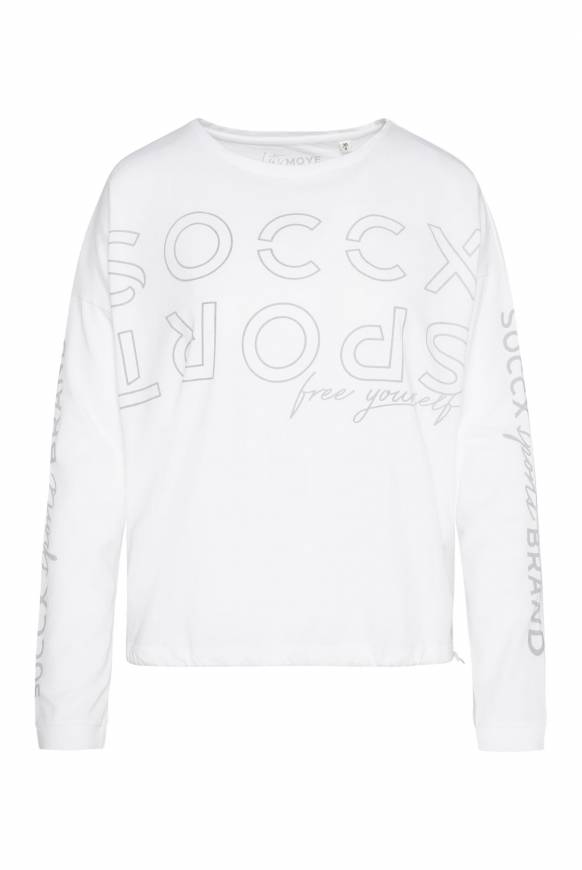 Soccx Longsleeve mit Logo Prints und verstellbaren Elastiksaum opticwhite Riesige Rabatte
