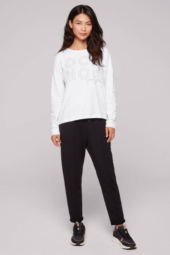 Soccx Longsleeve mit Logo Prints und verstellbaren Elastiksaum opticwhite Riesige Rabatte