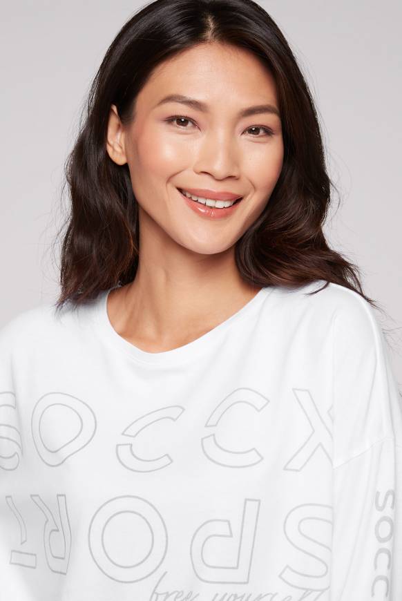 Soccx Longsleeve mit Logo Prints und verstellbaren Elastiksaum opticwhite Riesige Rabatte
