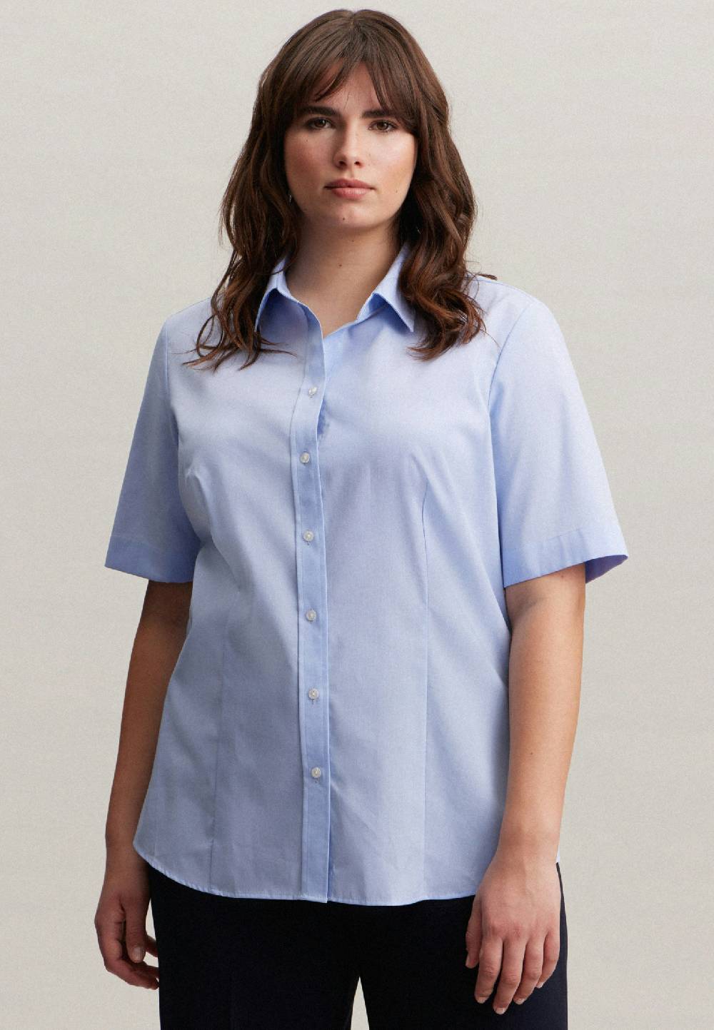 Studio Seidensticker Bügelfreie Kurzarm Fil a fil Hemdbluse Discount Store für neue Produkte