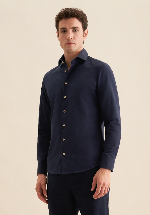 Studio Seidensticker Twill Casual Hemd in Slim mit Kentkragen