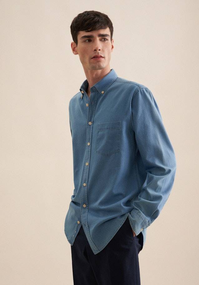 Studio Seidensticker Denim Casual Hemd in Regular mit Button-Down-Kragen Sonderangebot der Fabrik