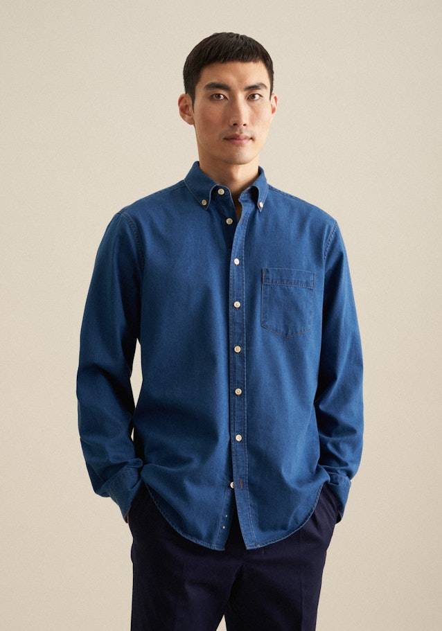 Studio Seidensticker Denim Casual Hemd in Regular mit Button-Down-Kragen Auslauf