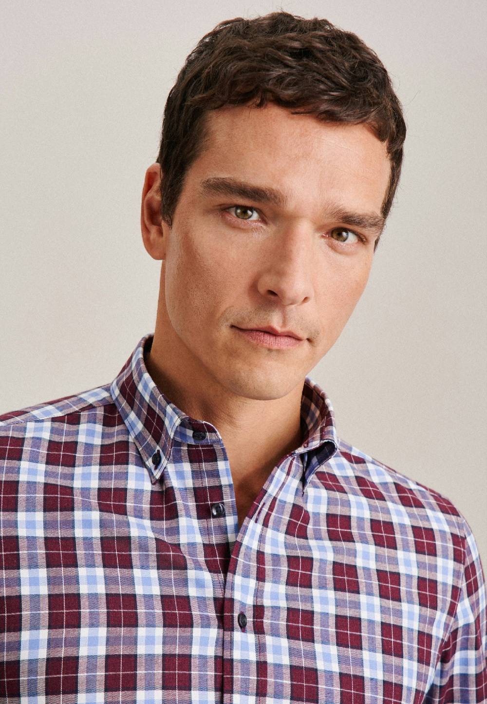 Studio Seidensticker Twill Flanellhemd in Slim mit Button-Down-Kragen Neueste Stile