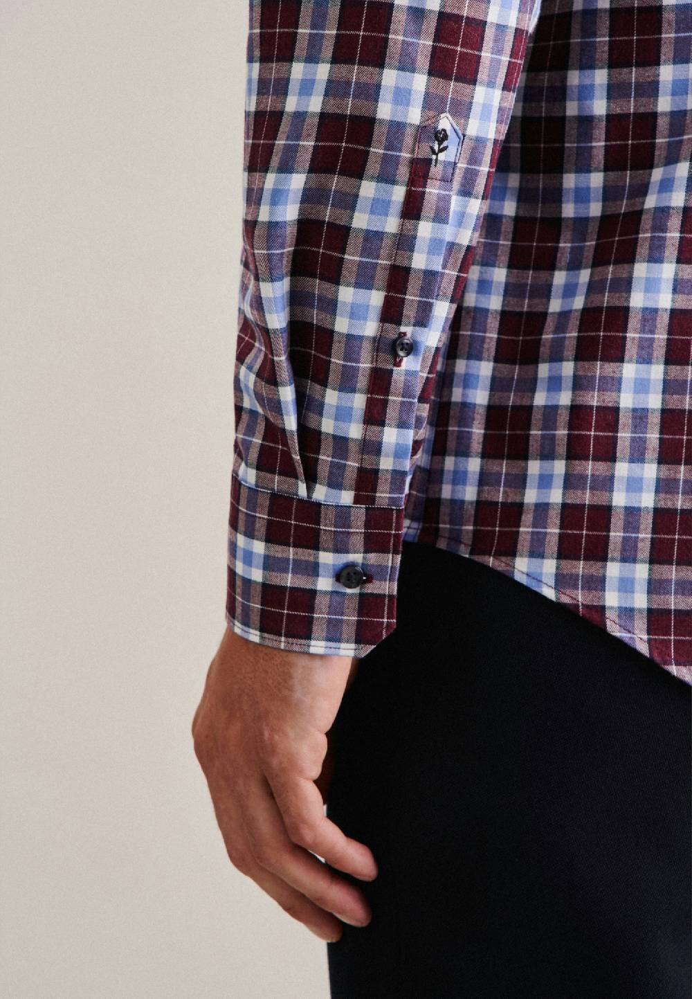 Studio Seidensticker Twill Flanellhemd in Slim mit Button-Down-Kragen Neueste Stile